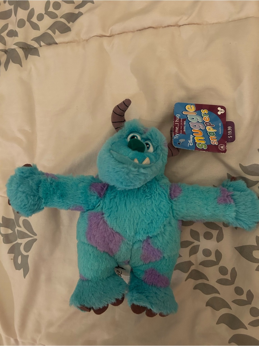 Disney Parks Sulley Plush Snuggle Snapper- Teal Blue with Purple Spots